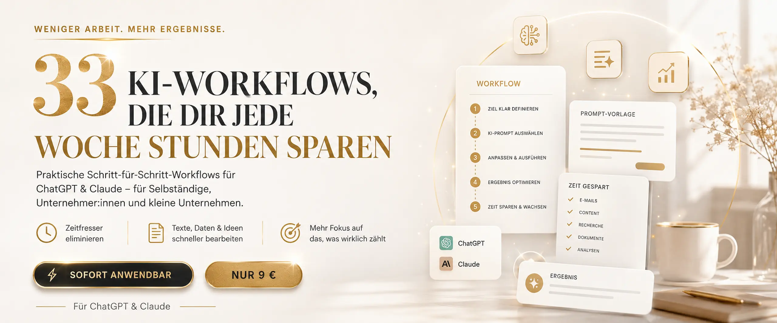 33 KI-Workflows für ChatGPT und Claude, die im Business Zeit sparen